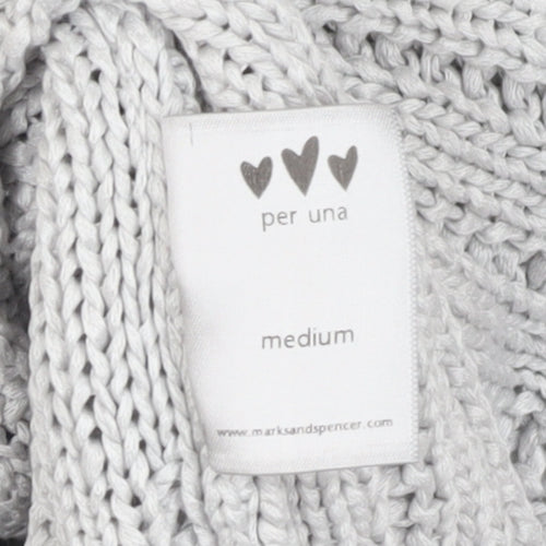 Marks and Spencer Women's Grey Cardigan M Chunky-Knit