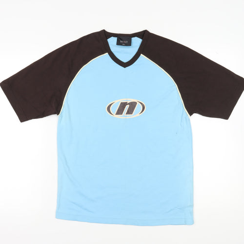 Next Men's Blue Graphic V-Neck T-Shirt, Size S