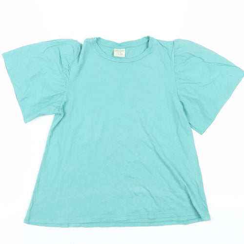 Zara Girls Green T-Shirt, 9 Years, Crew Neck, Short Sleeve