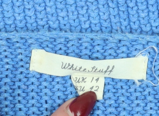 White Stuff Women's Blue Cotton Pullover Jumper Size 14