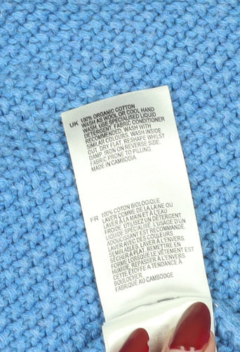 White Stuff Women's Blue Cotton Pullover Jumper Size 14
