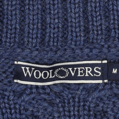 WoolOvers Women's Blue Cable-Knit Wool Cardigan Size M
