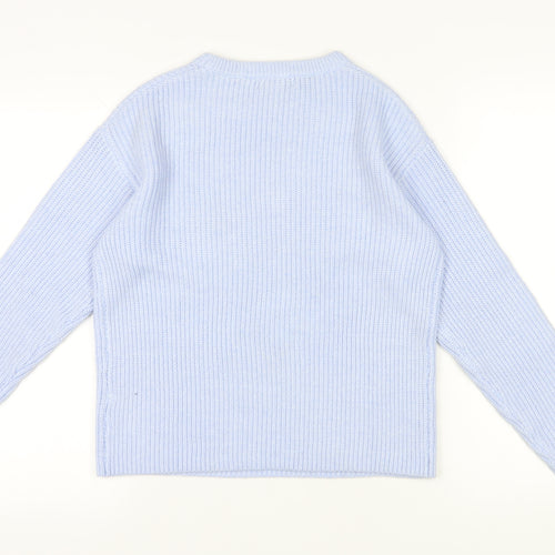 Marks and Spencer Women's Blue Waffle-Knit Jumper Size S