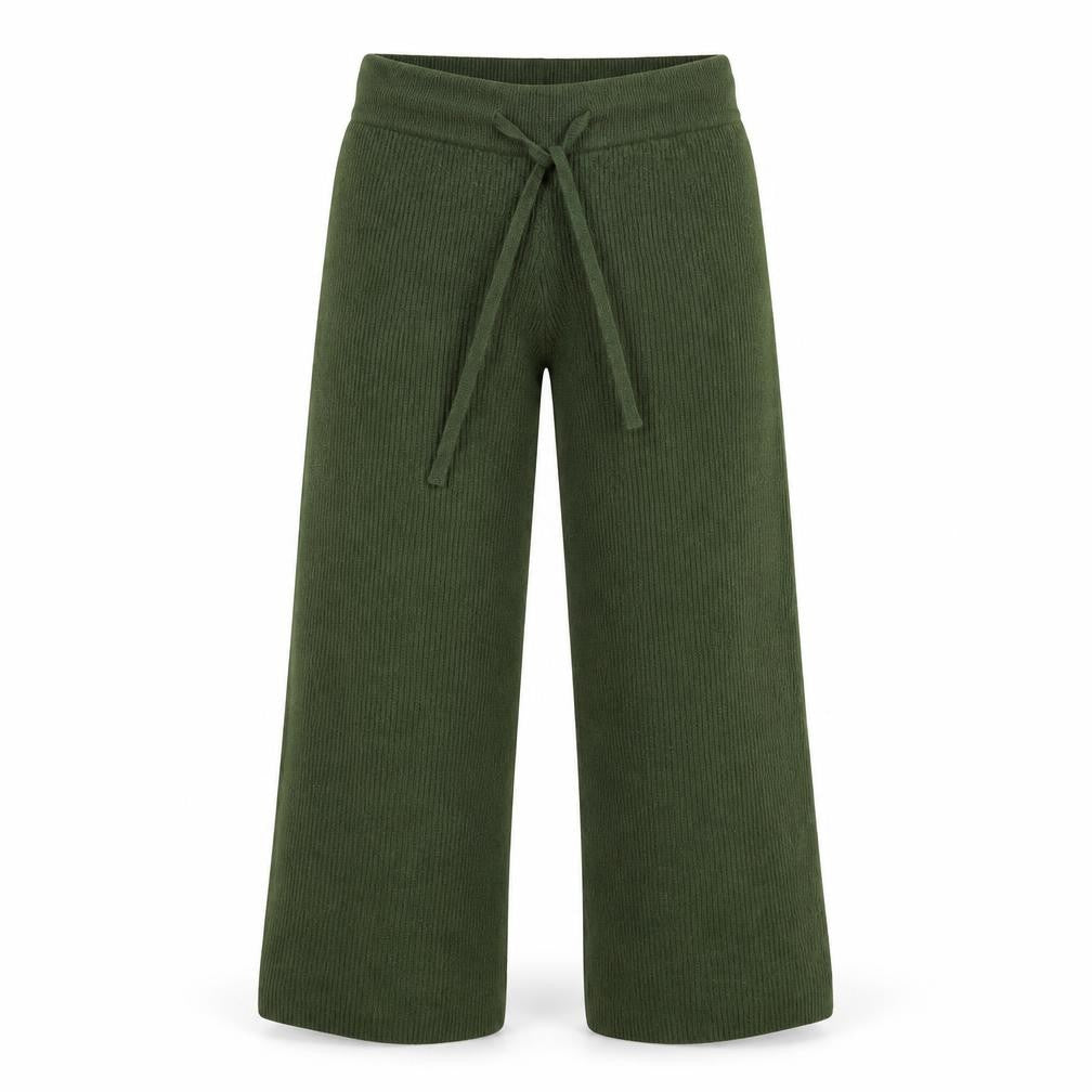 Piglet Women's Green Knit Wide-Leg Trousers S