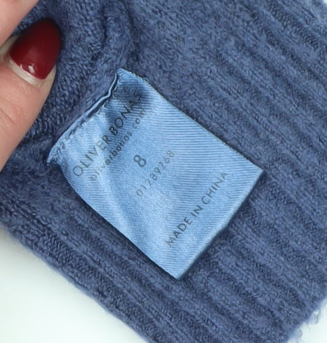 Oliver Bonas Women's Blue High Neck Pullover Jumper, Size 8