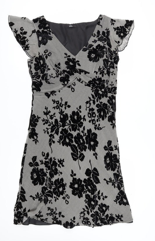 Marks and Spencer Women's Black Floral Dress Size 16