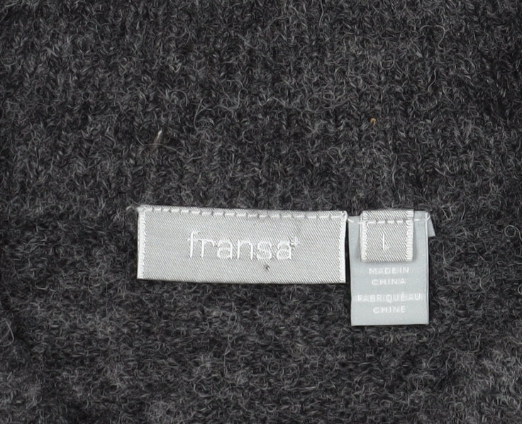 Fransa Women's Grey Mock Neck Sleeveless Pullover L