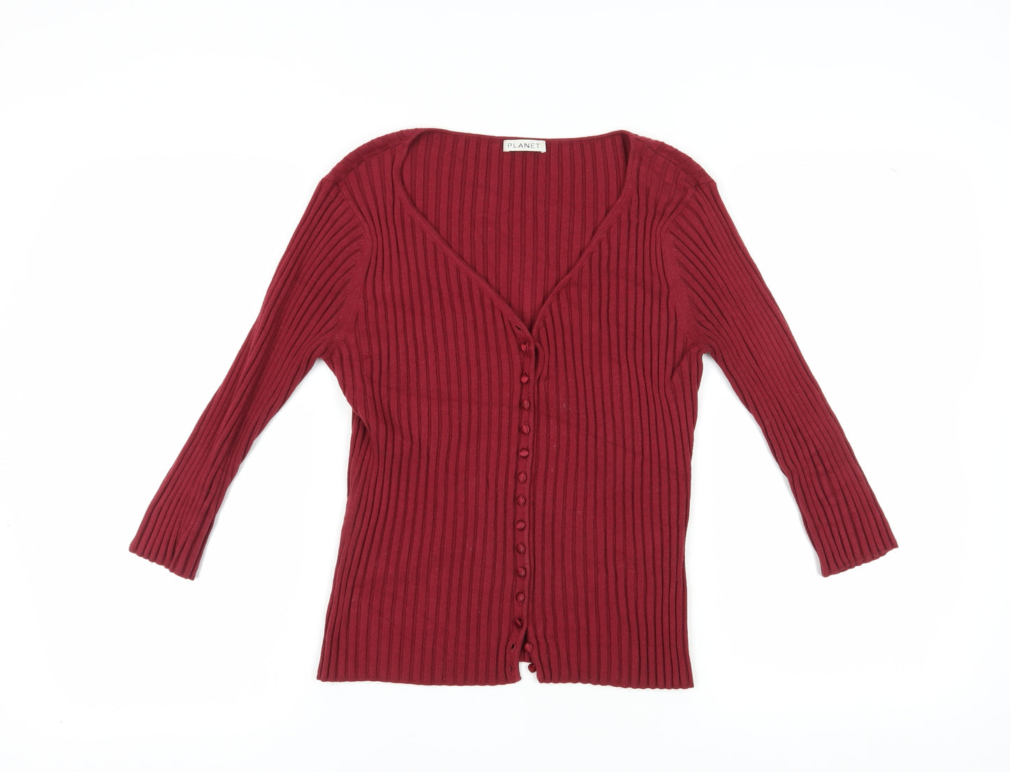 Planet Women's Red Cardigan, Size L, V-Neck