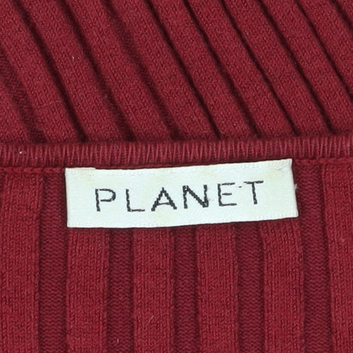 Planet Women's Red Cardigan, Size L, V-Neck