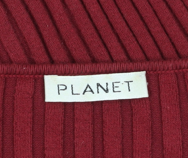 Planet Women's Red Cardigan, Size L, V-Neck