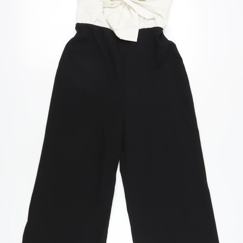 Miss Selfridge Women’s White Black Bow Jumpsuit Size 8