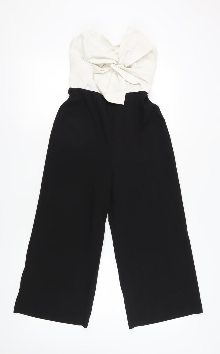 Miss Selfridge Women’s White Black Bow Jumpsuit Size 8