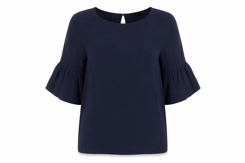 Front view of ESPRIT Women's Blue 3/4 Sleeve Blouse, size 6