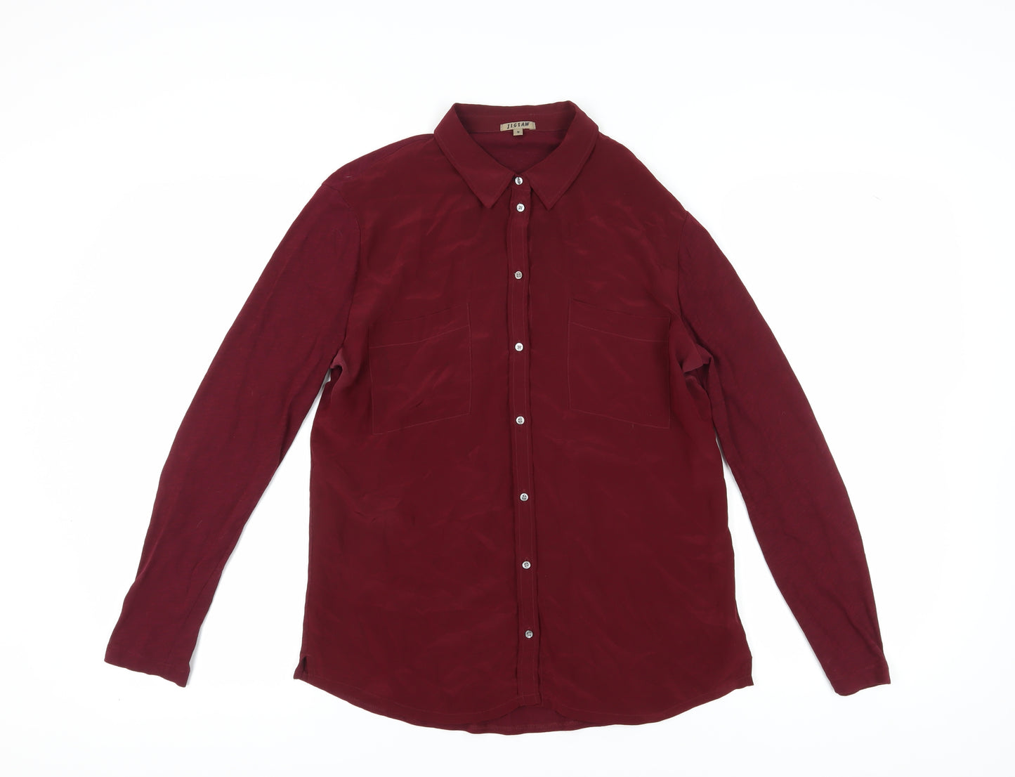 Jigsaw Women's Red Button-Up Shirt, Size S, Long Sleeve