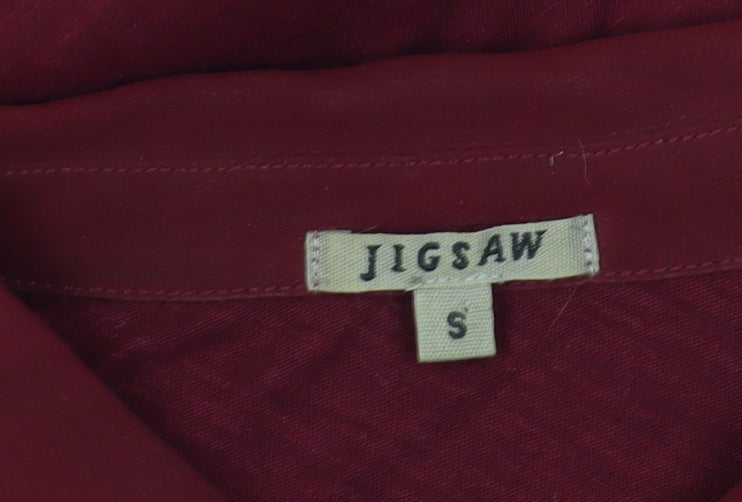 Jigsaw Women's Red Button-Up Shirt, Size S, Long Sleeve