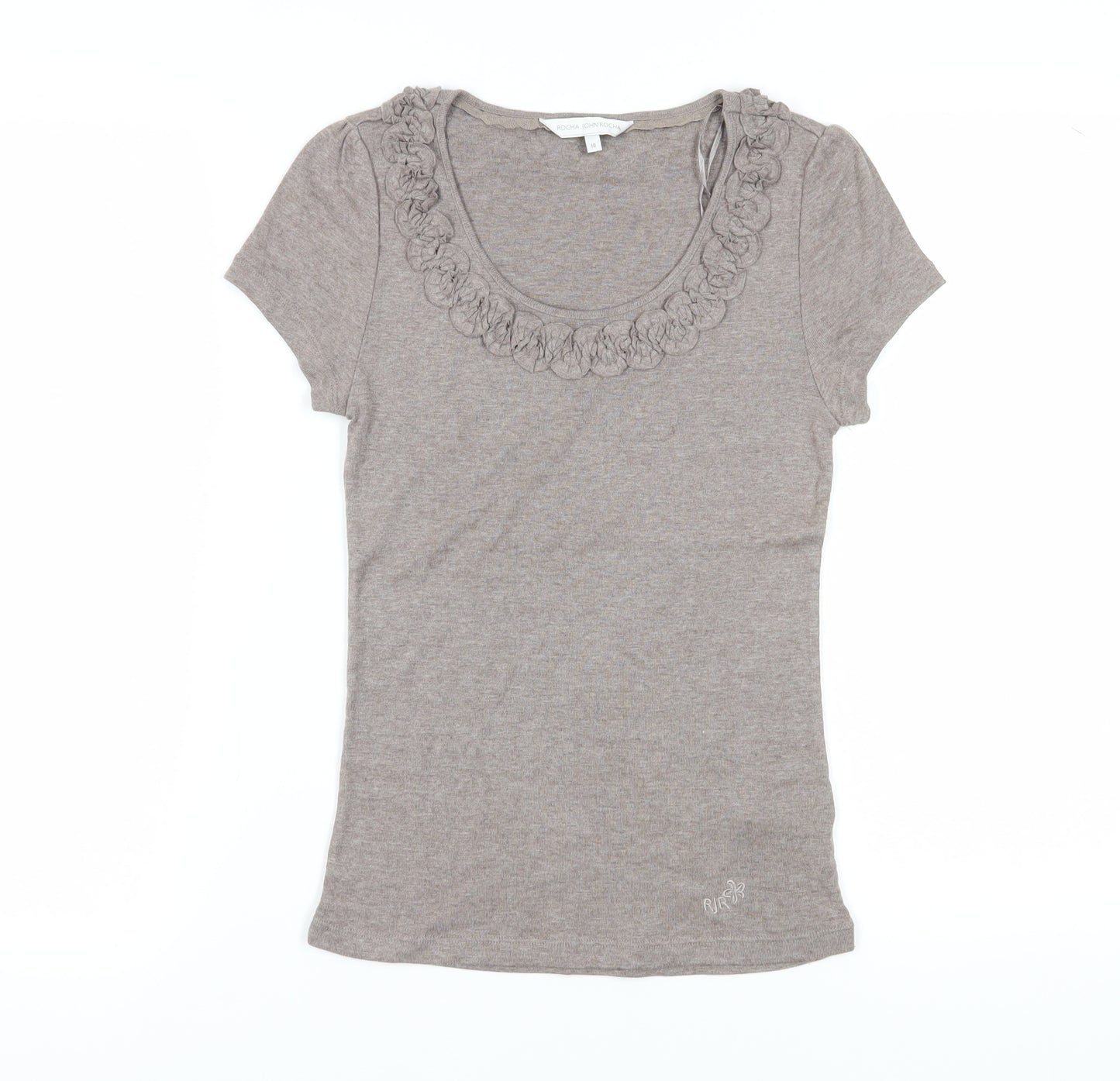 Rocha John Rocha Women's Brown Basic T-Shirt Size 10