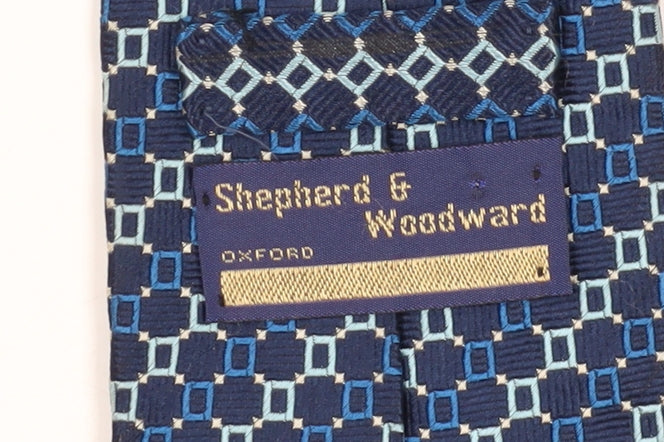 Shepherd & Woodward Men's Blue Silk Geometric Tie