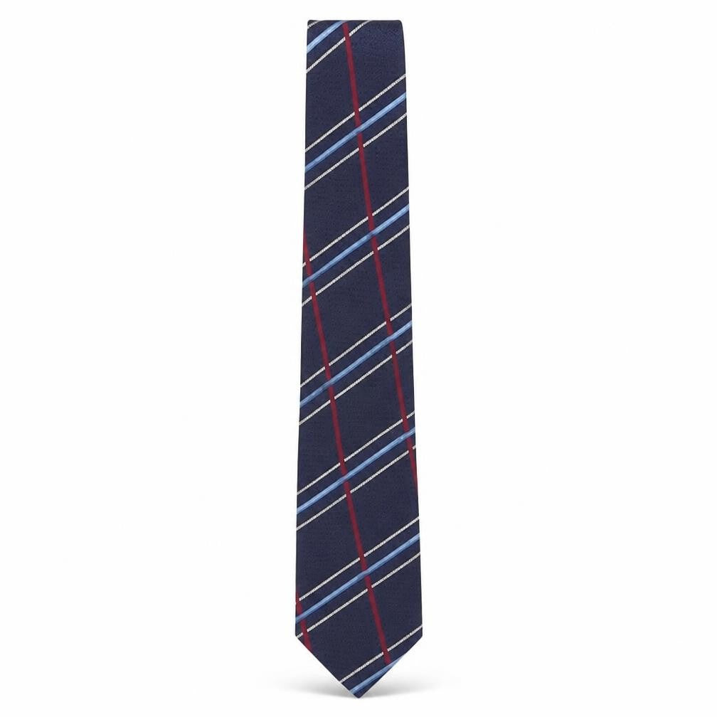 Front view of Austin Reed Men's Blue Plaid Silk Designer Tie