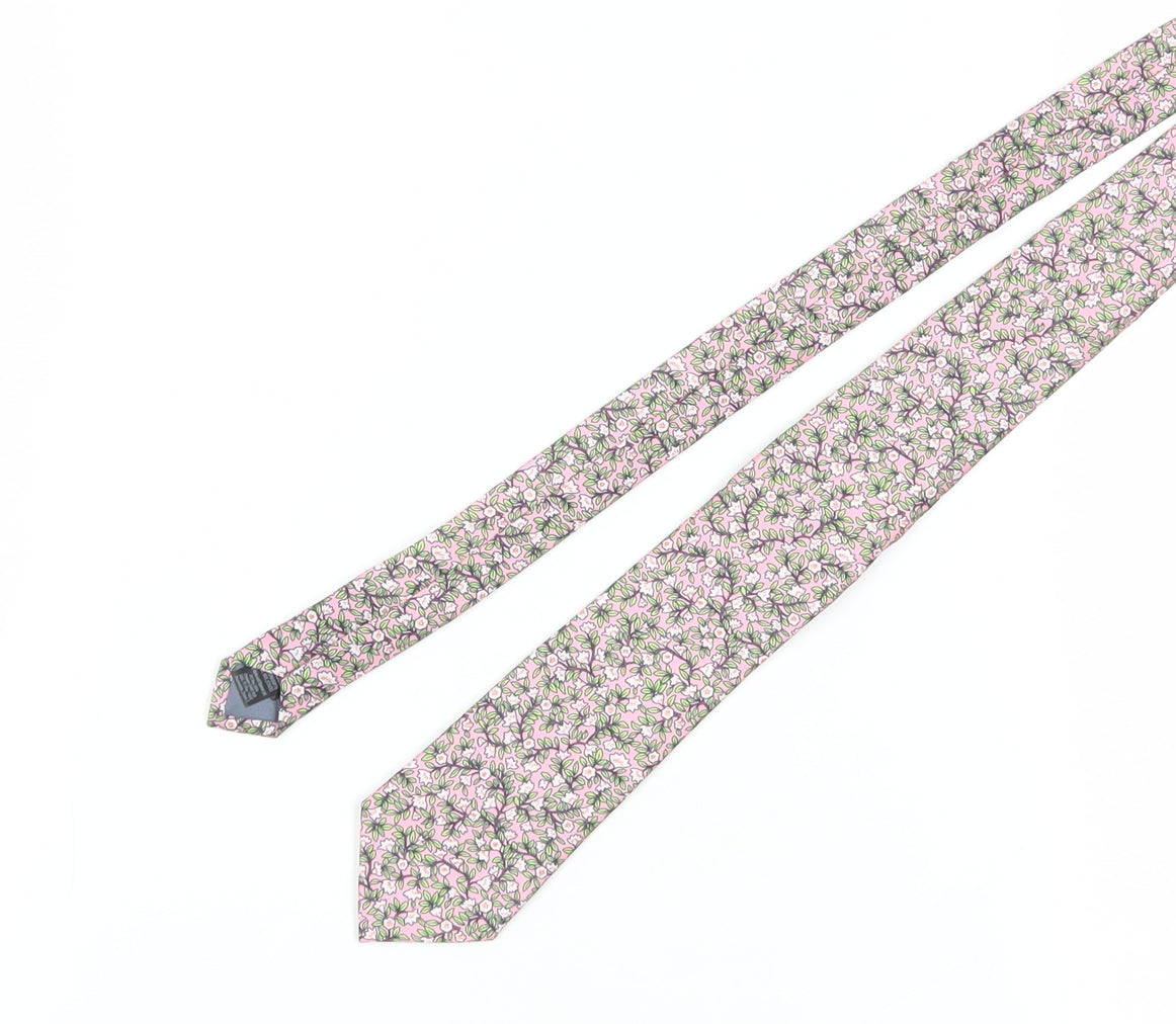 Marks and Spencer Men's Pink Floral Tie, One Size, Polyester