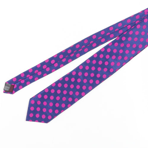 Marks & Spencer Men's Blue Silk Polka Dot Slim Tie