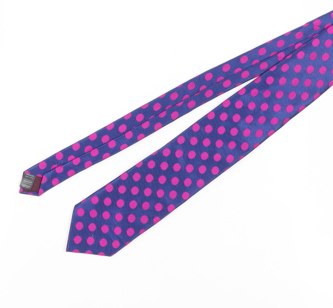 Marks & Spencer Men's Blue Silk Polka Dot Slim Tie