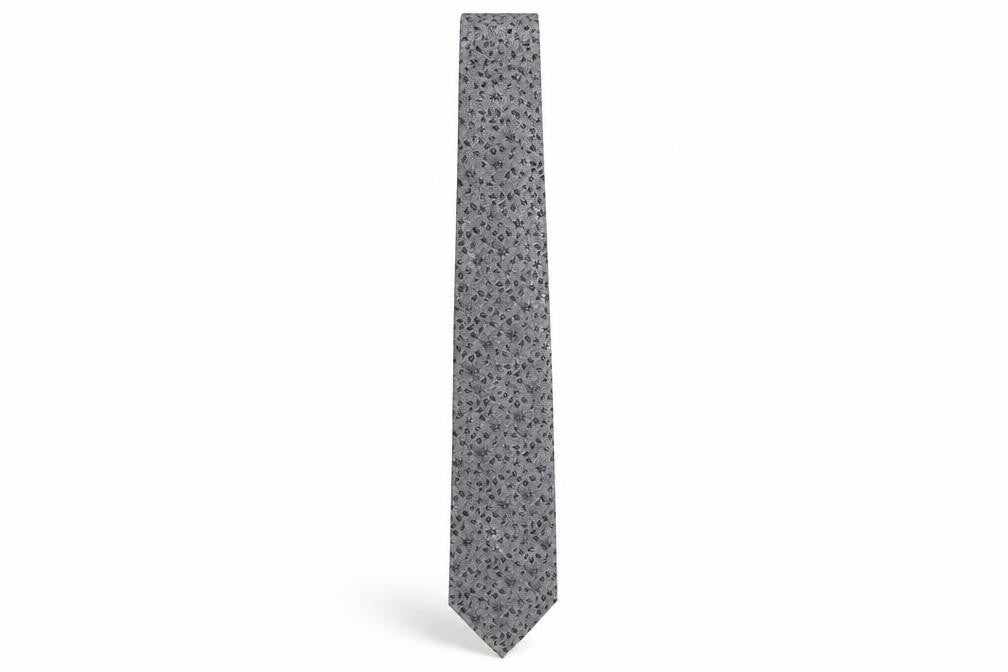 Woodstock Men's Grey Floral Silk Slim Tie