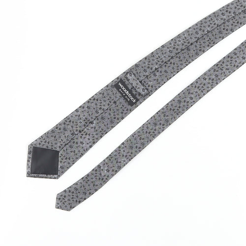 Woodstock Men's Grey Floral Silk Slim Tie