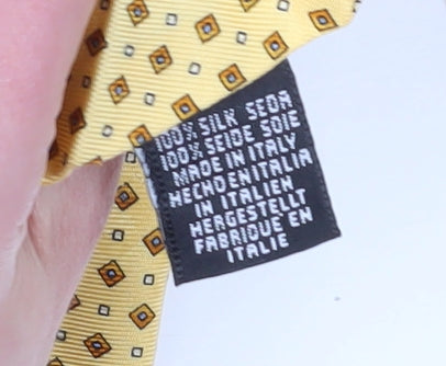 Frangi Men's Yellow Geometric Silk Tie