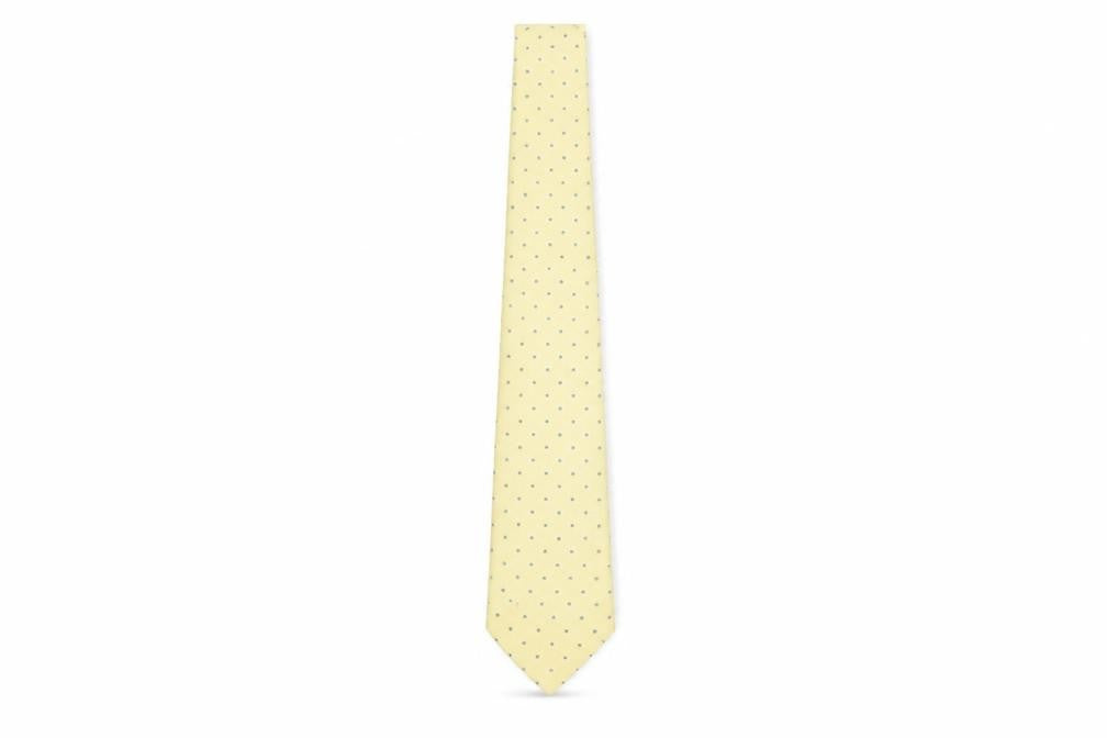 Front view of Carlo Colombo Men's Beige Silk Polka Dot Tie