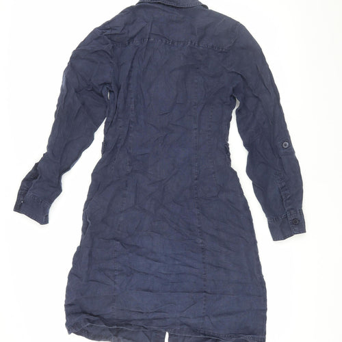 Boden Women's Blue Linen Shirt Dress Size 8
