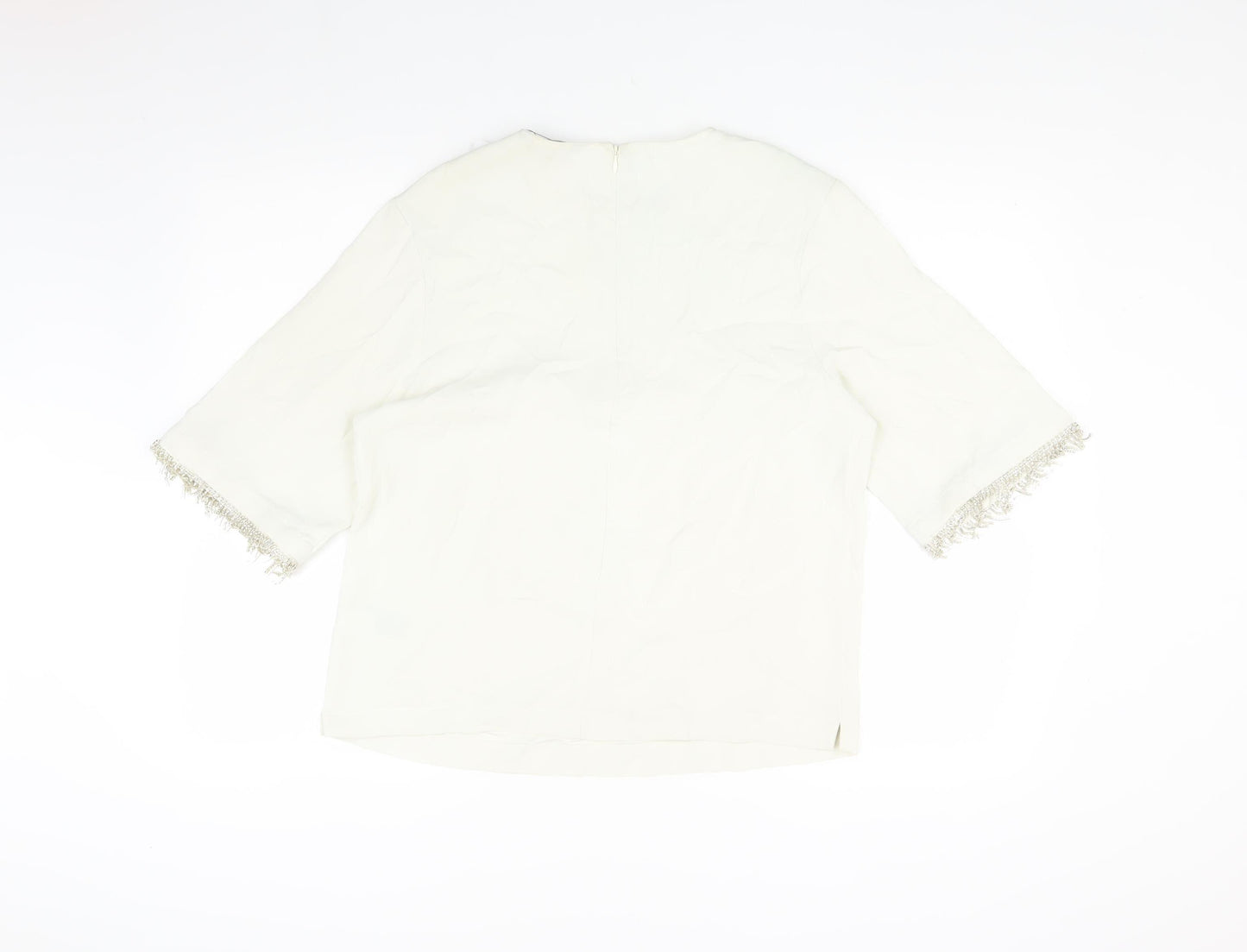 Marks and Spencer Women Ivory Top Fringe Trim Size 12 New