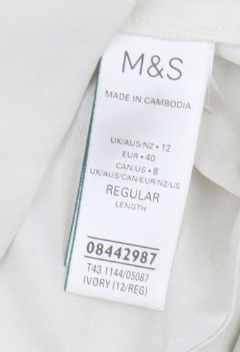 Marks and Spencer Women Ivory Top Fringe Trim Size 12 New