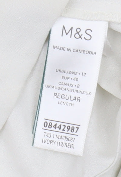 Marks and Spencer Women Ivory Top Fringe Trim Size 12 New