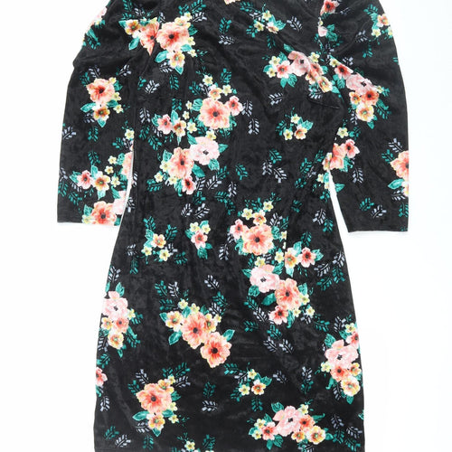 Red Herring Women's Black Floral Bodycon Dress