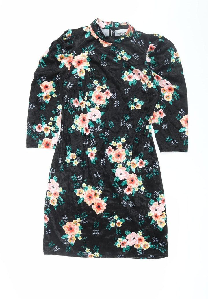 Red Herring Women's Black Floral Bodycon Dress