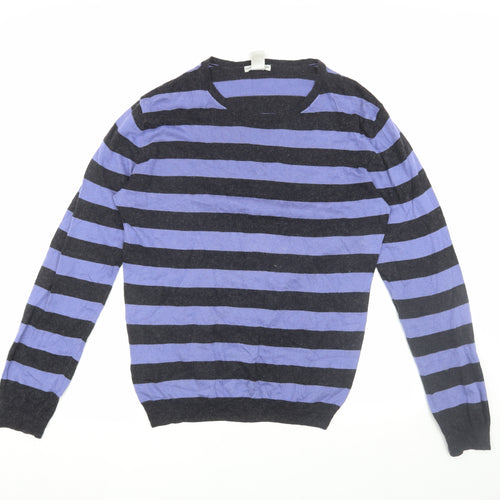 GAP Men's Multicoloured Striped Pullover Jumper L