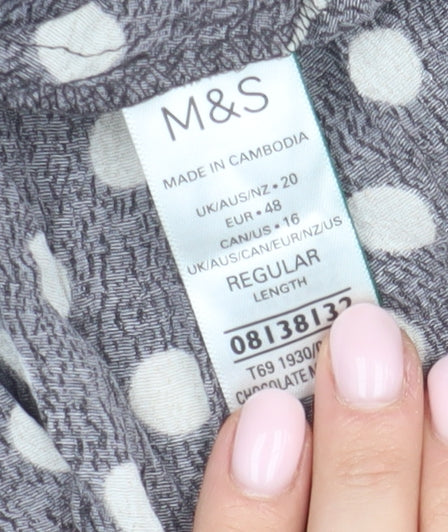 Marks and Spencer Women's Black Polka Dot Dress Size 20