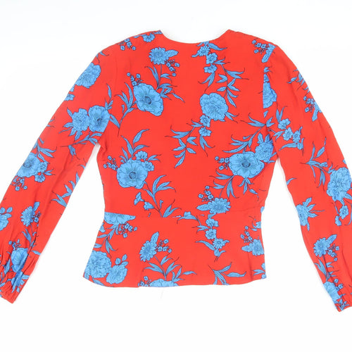 Red Herring Floral Wrap Blouse, Women, Red, Size 8
