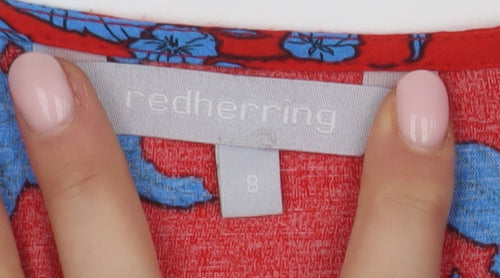 Red Herring Floral Wrap Blouse, Women, Red, Size 8