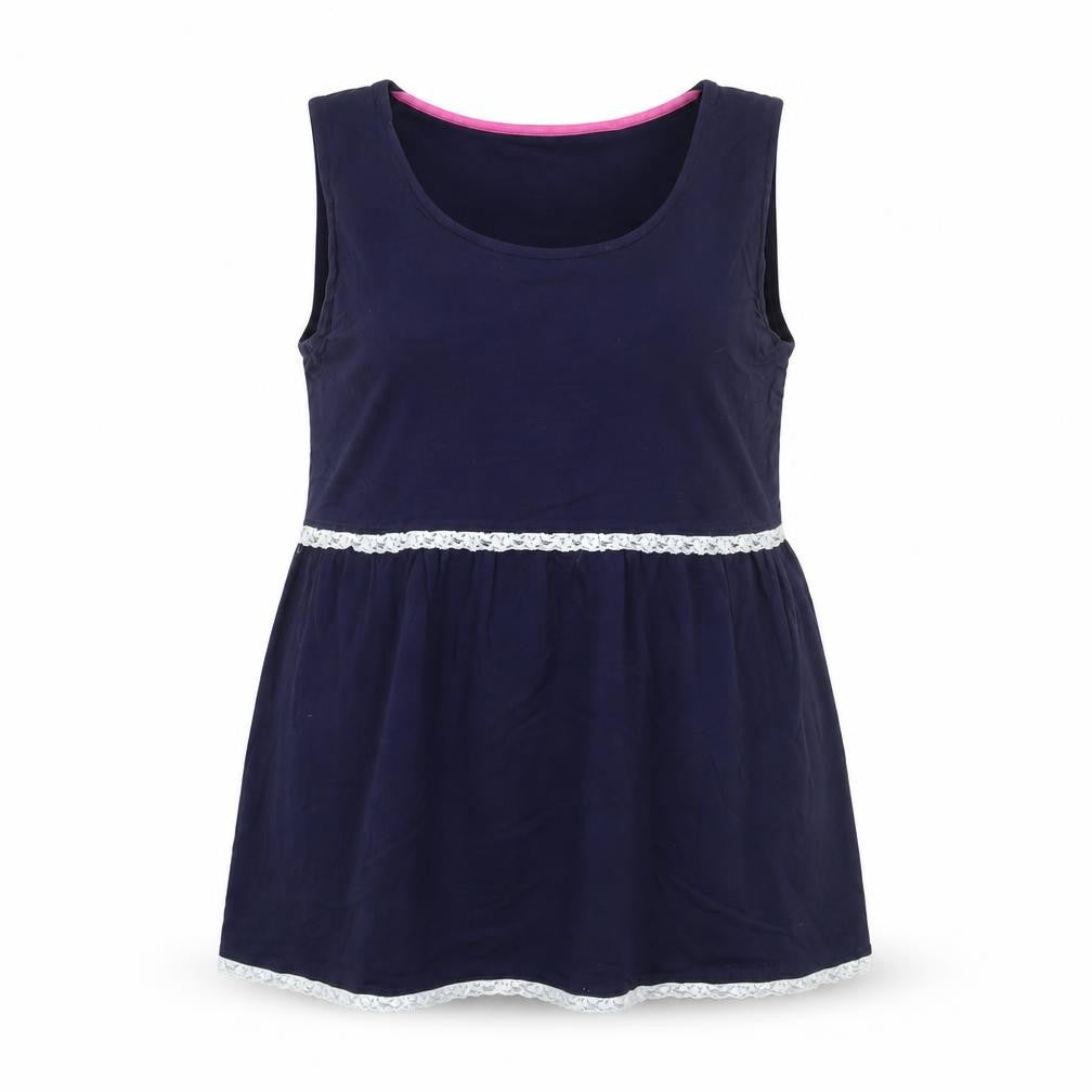 Front view of JoJo Maman Bébé Women's Blue Sleeveless Tank
