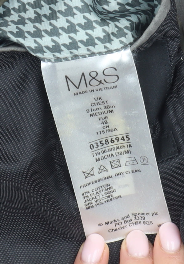 Marks and Spencer Men's Grey Blazer 38R Cotton