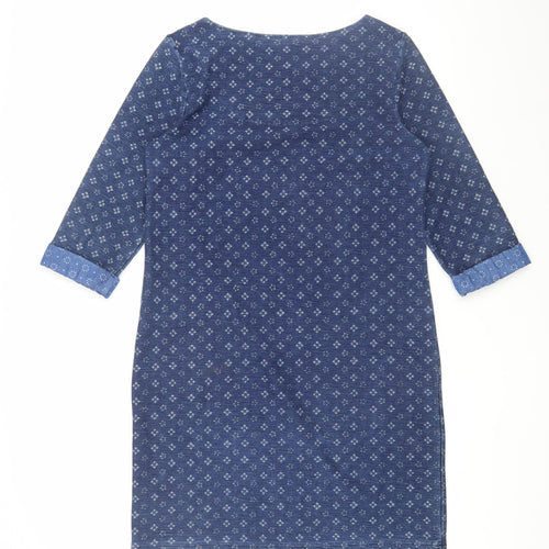 White Stuff Women's Blue 3/4 Sleeve Shift Dress