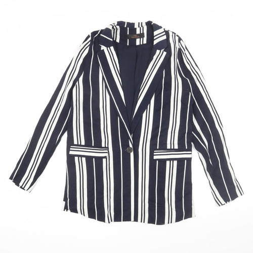 Next Women's Blue Striped Blazer, Size 10, Classic Style