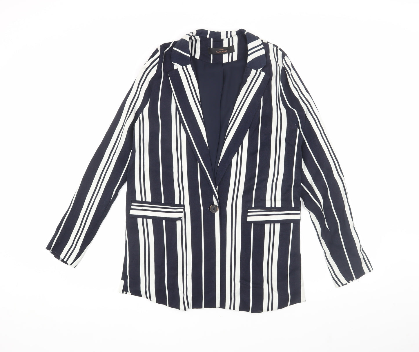 Next Women's Blue Striped Blazer, Size 10, Classic Style