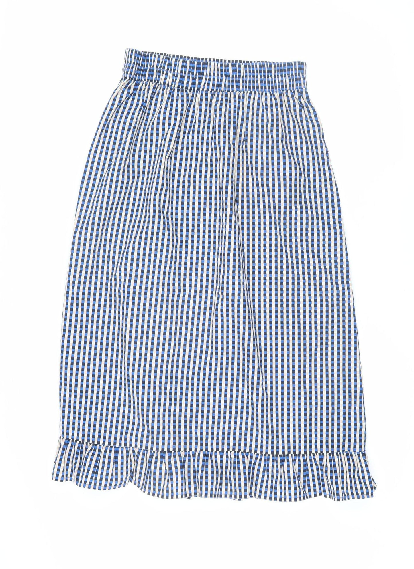 Pieces Women's Blue Check A-Line Skirt, Size M