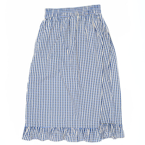 Pieces Women's Blue Check A-Line Skirt, Size M