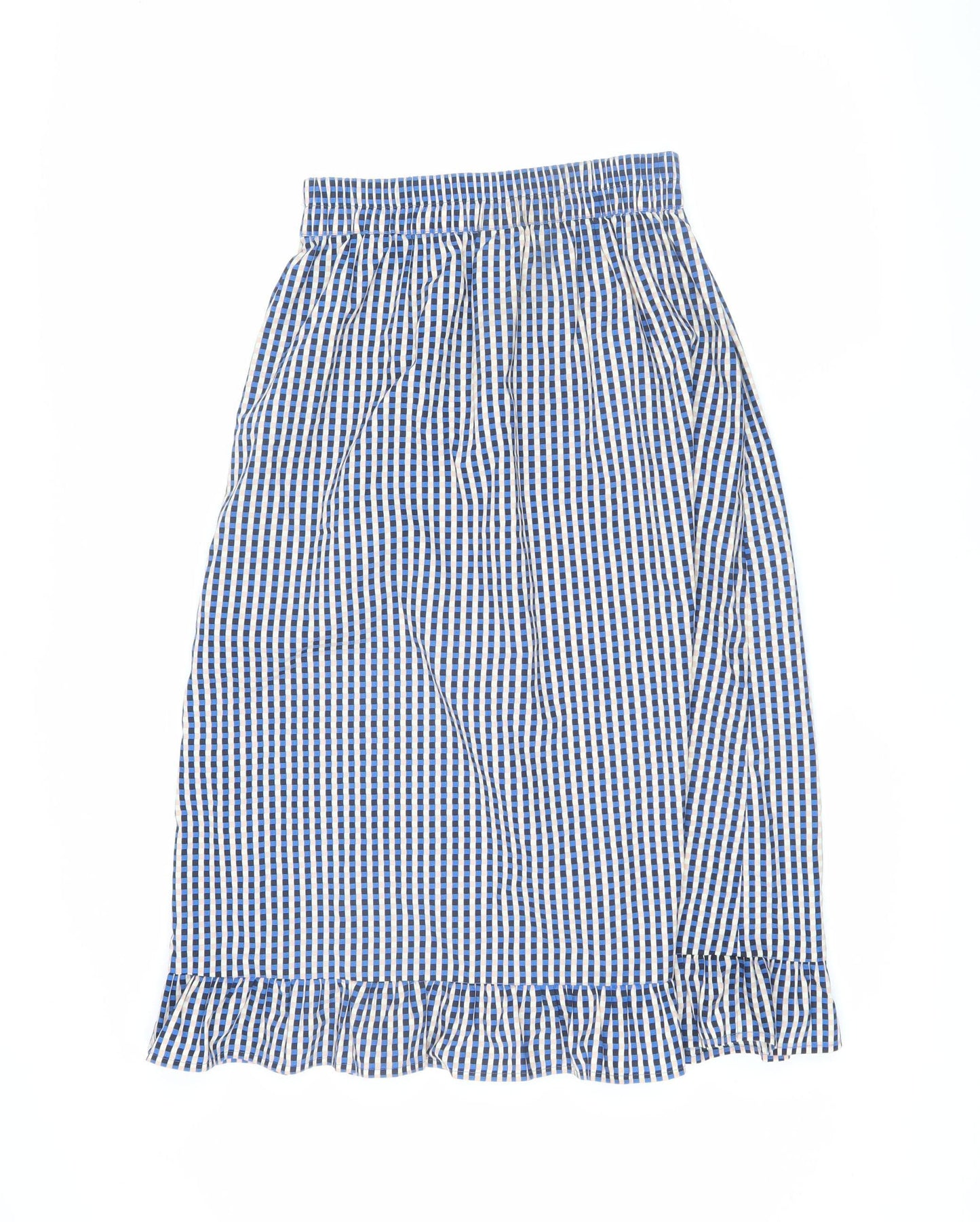 Pieces Women's Blue Check A-Line Skirt, Size M