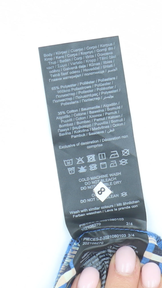 Pieces Women's Blue Check A-Line Skirt, Size M