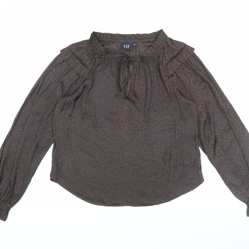 GAP Women’s Brown Animal Print Blouse, Medium