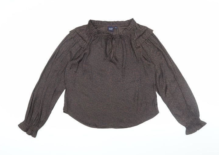 GAP Women’s Brown Animal Print Blouse, Medium